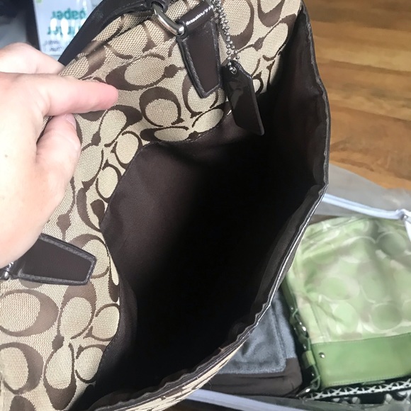 Coach purse $75. Light brown/brown leather pattern - Picture 4 of 4